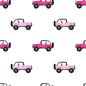 BarbieCon Pink Vintage Jeep Wrangler on White