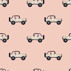 Ivory Vintage Jeep Wrangler on Light Pink
