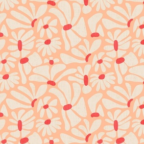 Retro Whimsy Daisy- Flower Power on Peach Fuzz- Pristine Floral- Pastels- Regular Scale