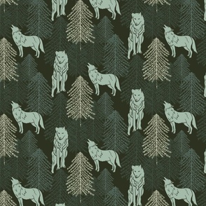 Wolf Whisperer - Mystical Forest and Wildlife Pattern for Majestic Fabric and Wallpaper Design