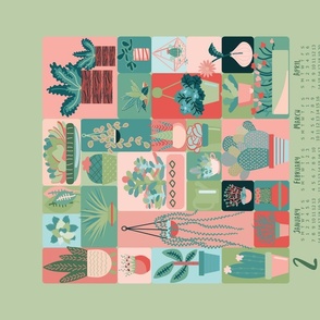 Potted Love-Green and Pink Palette-2024 Calendar