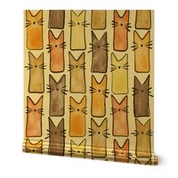 cat - buddy cat autumn - watercolor adorable cat - cute cat fabric