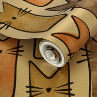 cat - buddy cat autumn - watercolor adorable cat - cute cat fabric