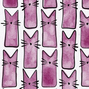 cat - buddy cat berry - watercolor adorable cat - cute cat fabric