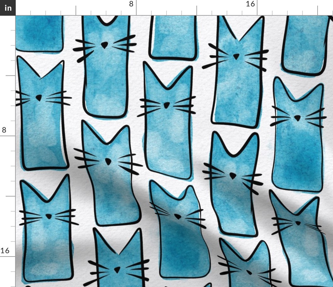 cat - buddy cat caribbean - watercolor adorable cat - cute cat fabric