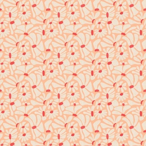 Retro Whimsy Daisy- Flower Power on Peach Fuzz- Pristine Floral- Pastels- Small Scale