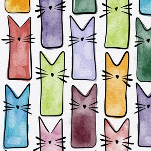 cat - buddy cat multicolored - watercolor adorable cat - cute cat fabric