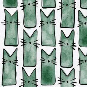 cat - buddy cat emerald - watercolor adorable cat - cute cat fabric