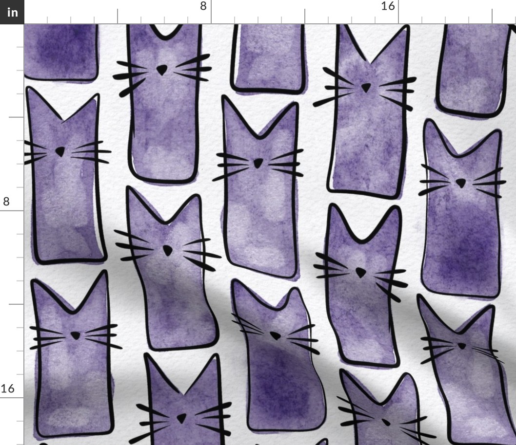 cat - buddy cat grape - watercolor adorable cat - cute cat fabric