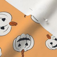 MEDIUM Classic Jack-o'-lantern Retro Halloween Pumpkins in White and Orange
