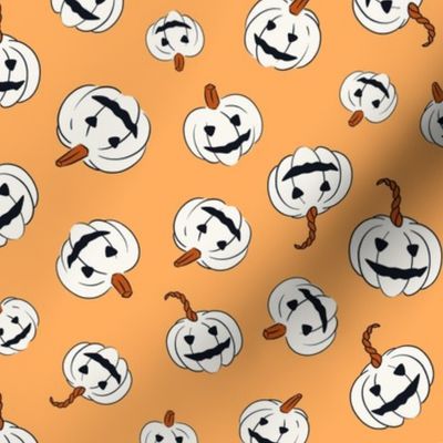 MEDIUM Classic Jack-o'-lantern Retro Halloween Pumpkins in White and Orange