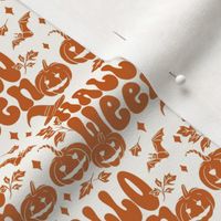 SMALL Scale Pumpkins, Bats and Lettering in Rust and White for Retro Halloween