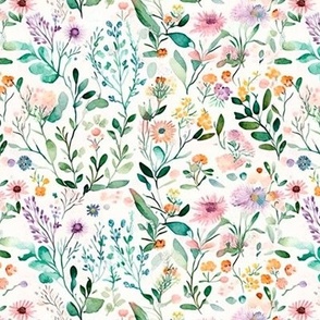 soft ditzy watercolor floral, smaller