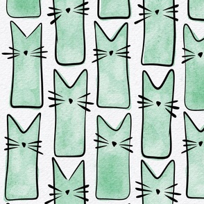 cat - buddy cat jade - watercolor adorable cat - cute cat fabric