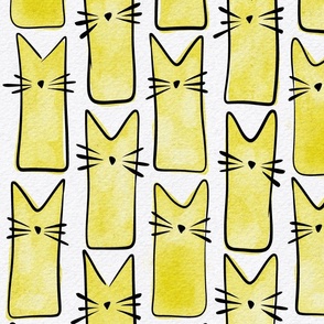 cat - buddy cat lemon lime - watercolor adorable cat - cute cat fabric