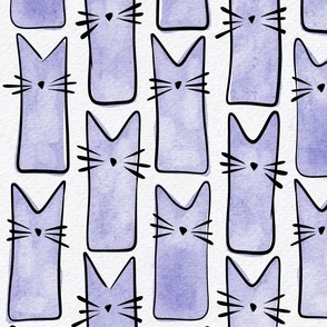 cat - buddy cat lilac - watercolor adorable cat - cute cat fabric