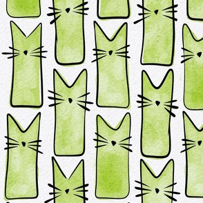 cat - buddy cat lime - watercolor adorable cat - cute cat fabric