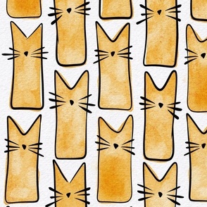 cat - buddy cat marigold - watercolor adorable cat - cute cat fabric
