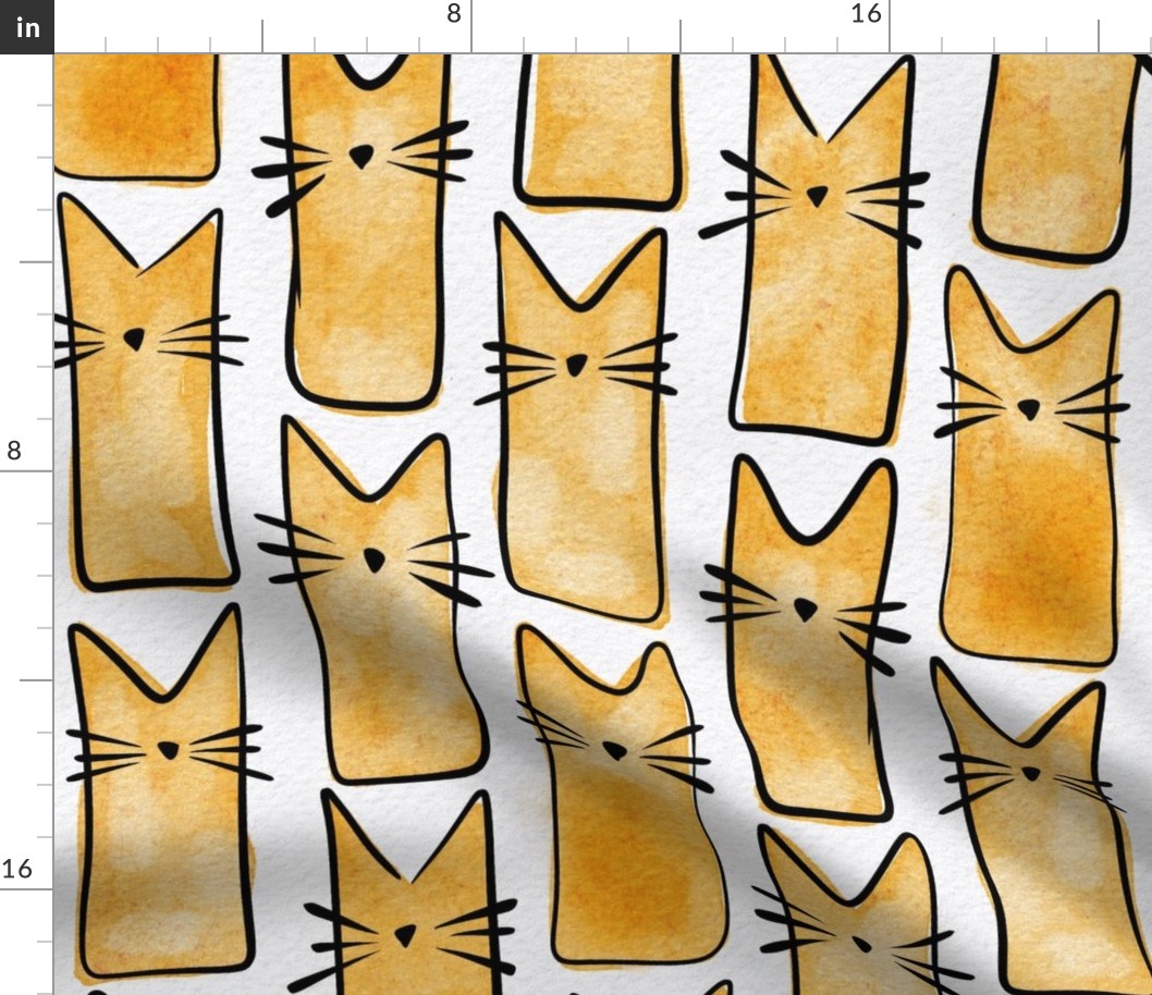 cat - buddy cat marigold - watercolor adorable cat - cute cat fabric