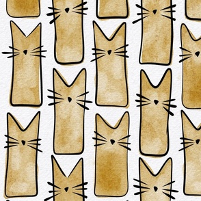 cat - buddy cat mustard - watercolor adorable cat - cute cat fabric