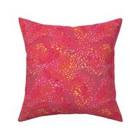 SMALL Paint splatters abstract swirl pattern on hot pink / cerise - watercolor hand-painted colorful spots & polka dots in red yellow orange pink green