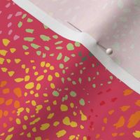 SMALL Paint splatters abstract swirl pattern on hot pink / cerise - watercolor hand-painted colorful spots & polka dots in red yellow orange pink green