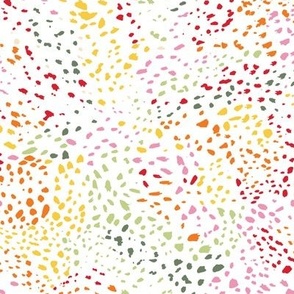 SMALL Paint splatters abstract swirl pattern on white - watercolor hand-painted colorful spots & polka dots in red yellow orange pink green