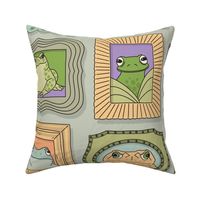 whimsical frog gallery wall