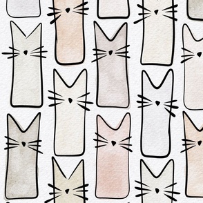 cat - buddy cat neutrals - watercolor adorable cat - cute cat fabric