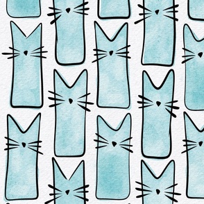 cat - buddy cat pool - watercolor adorable cat - cute cat fabric