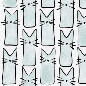 cat - buddy cat sea glass - watercolor adorable cat - cute cat fabric