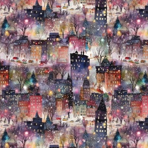 New York City Christmas Street Watercolor