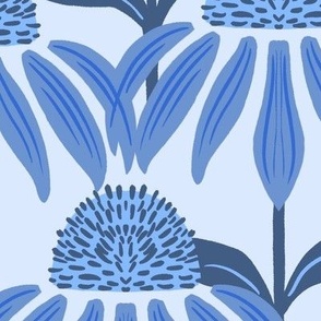 Coneflower - monochromatic - blue - large scale