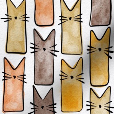 small scale cat - buddy cat autumn - watercolor adorable cat - cute cat fabric