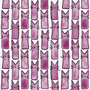 small scale cat - buddy cat berry - watercolor adorable cat - cute cat fabric