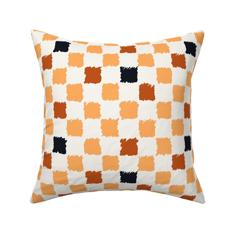 LARGE Retro Checker for Halloween, Colorful Orange and Black Checkerboard