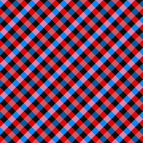 Vibrant red and blue diagonals 