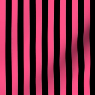 Vertical Stripes Pink and Black Half Inch