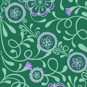 Tuscan Tile - green and purple