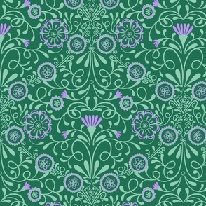 Tuscan Tile - green and purple 8x8