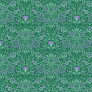 Tuscan Tile - green and purple 5x5
