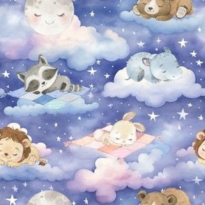 Small Scale sleeping animals cloudy night