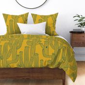 Saguaros in Bloom_Gold and Teal_extra large_by Seedpod