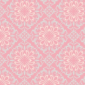 intricate pink floral tiles