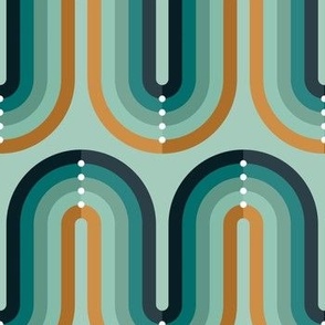 Retro Squiggle – Teal & Ochre