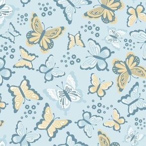 Happy Spring Butterflies Pastel Blue Regular Scale