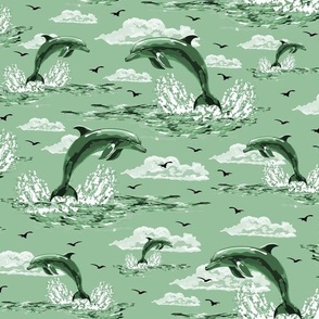 Pink Dolphin Fabric, Wallpaper and Home Decor