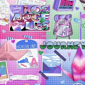 Tween Girl Pink, Blue, Purple Travel Scrapbook (Large Scale)