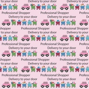 Professional shopper pink with cars and carts