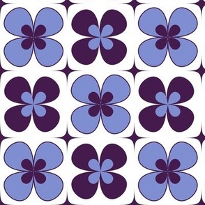 Retro viola flowers tiled pattern